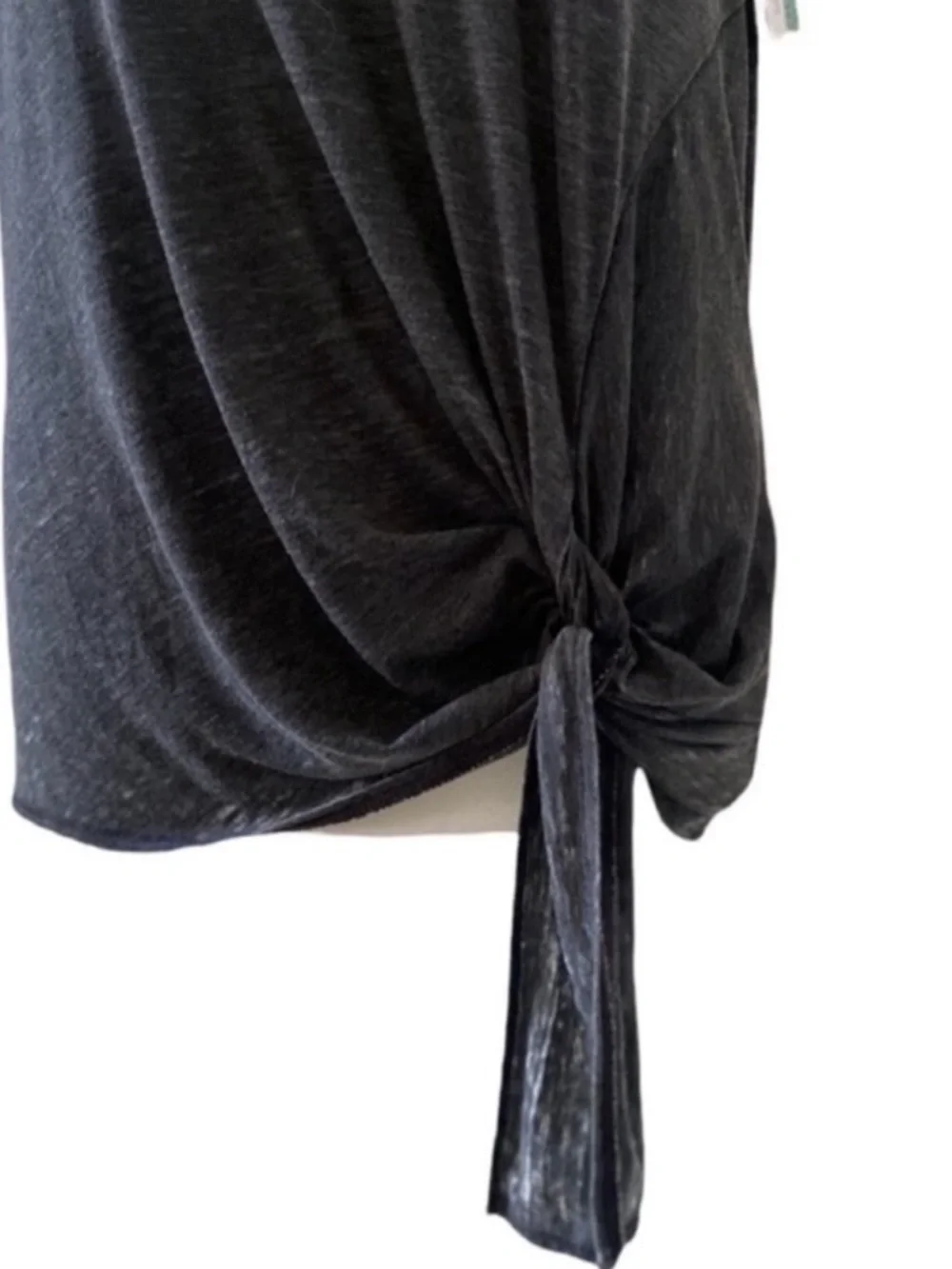 Susina Black Crewneck Short Sleeve Tie Hem T-Shirt Size Medium - Picture 3 of 6